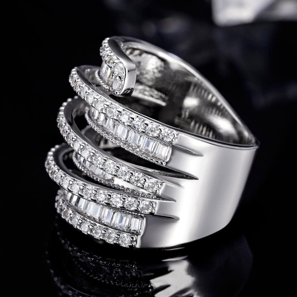 New 6.4 CT Sterling Silver Diamond Ring - Picture 2 of 6